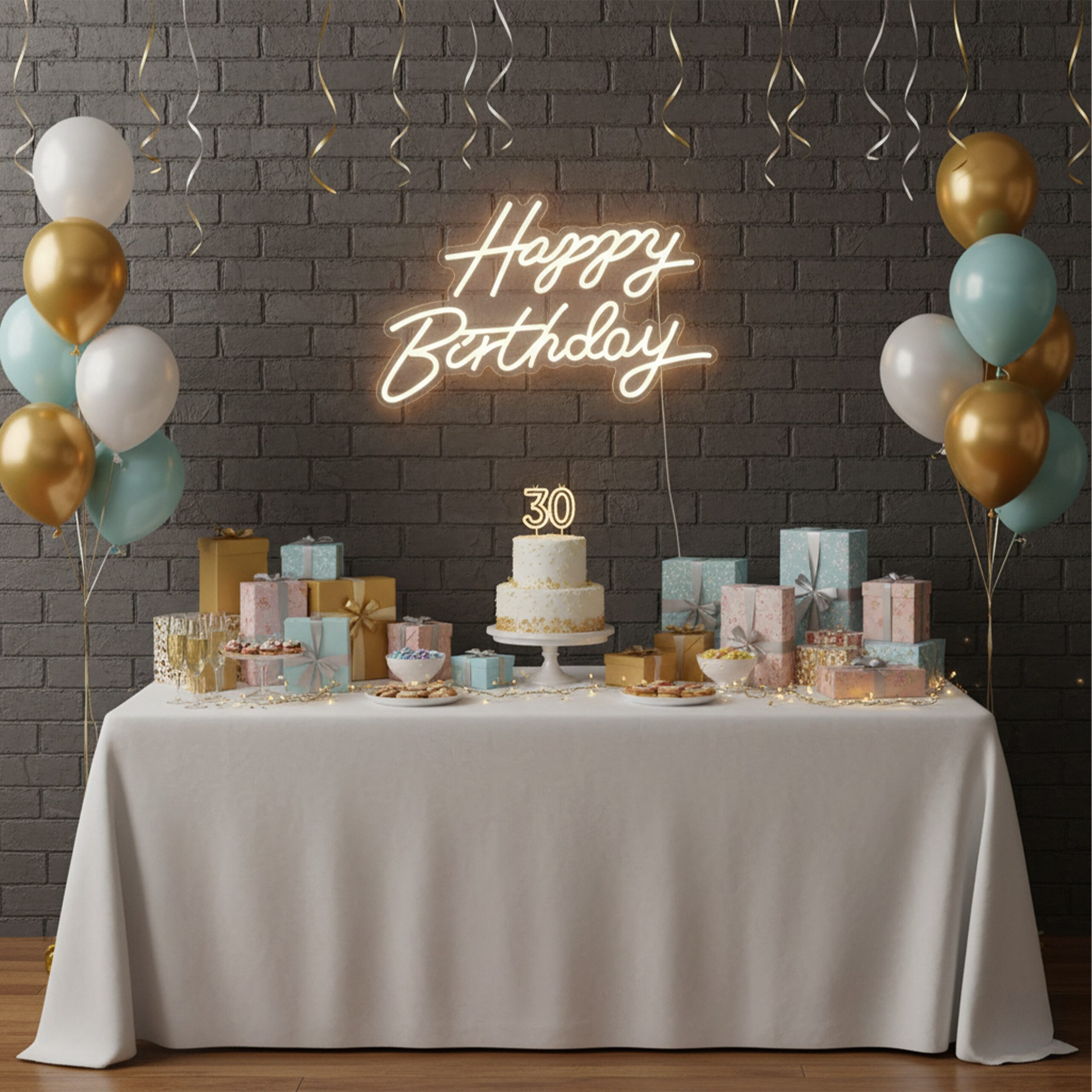 relaxdays Deko-Schriftzug LED Schild Happy Birthday, warmweiß