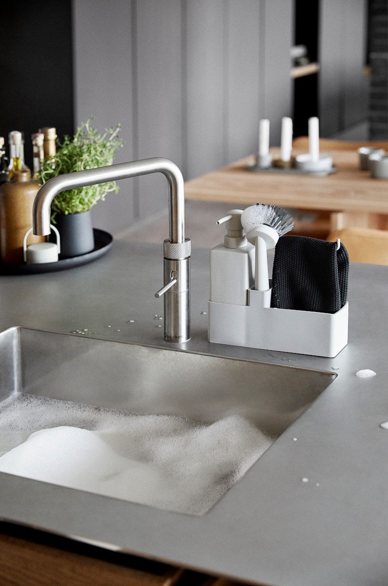 Zone Denmark Aufbewahrungssystem Denmark Geschirrspülset mit Putzlappen warm grey 4tlg, Silikon / Keramik