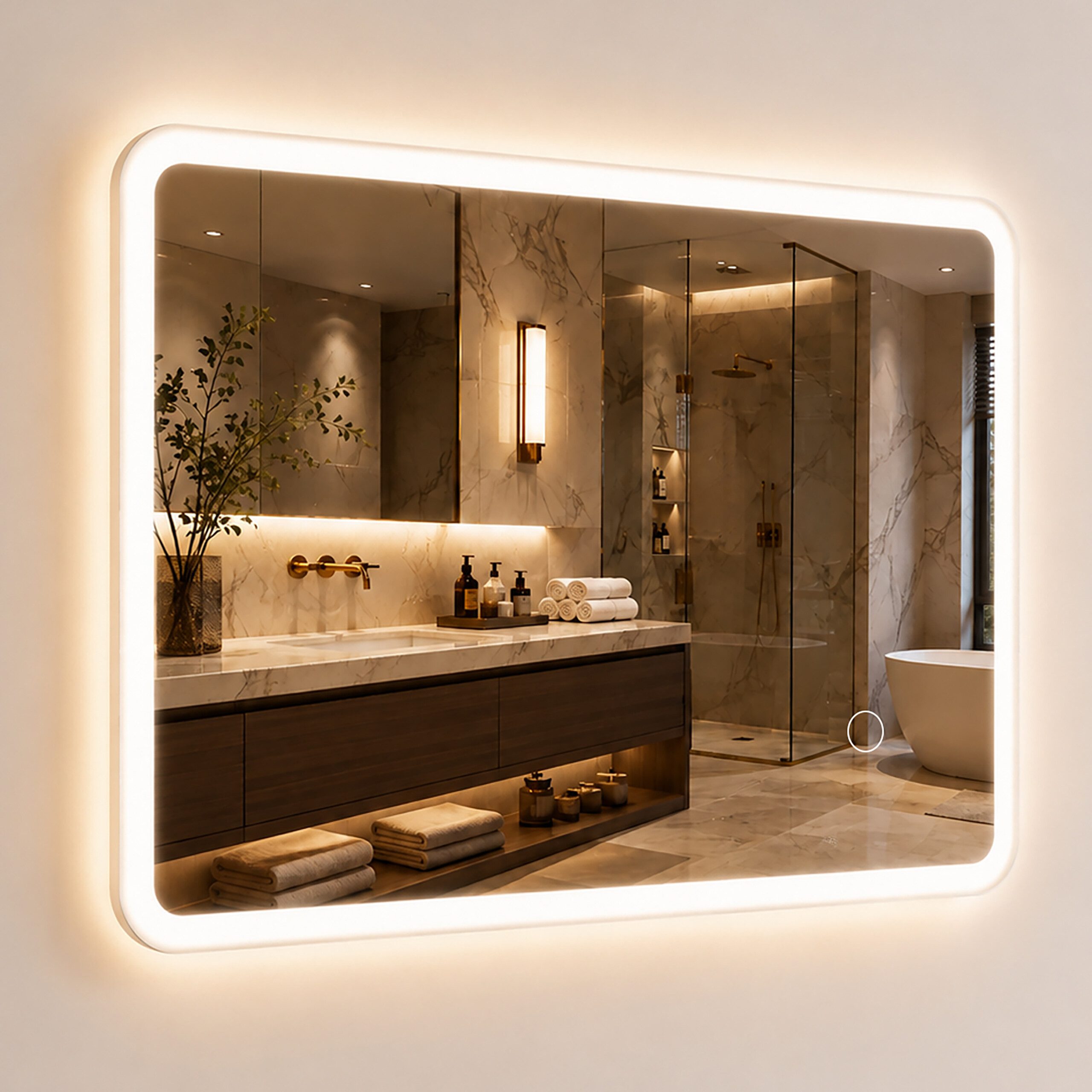 relaxdays LED-Lichtspiegel Dimmbarer LED-Badspiegel (1-St)