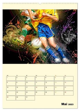 CALVENDO Wandkalender Fußball - Feuer (Premium, hochwertiger DIN A2 Wandkalender 2023, Kunstdruck in Hochglanz)