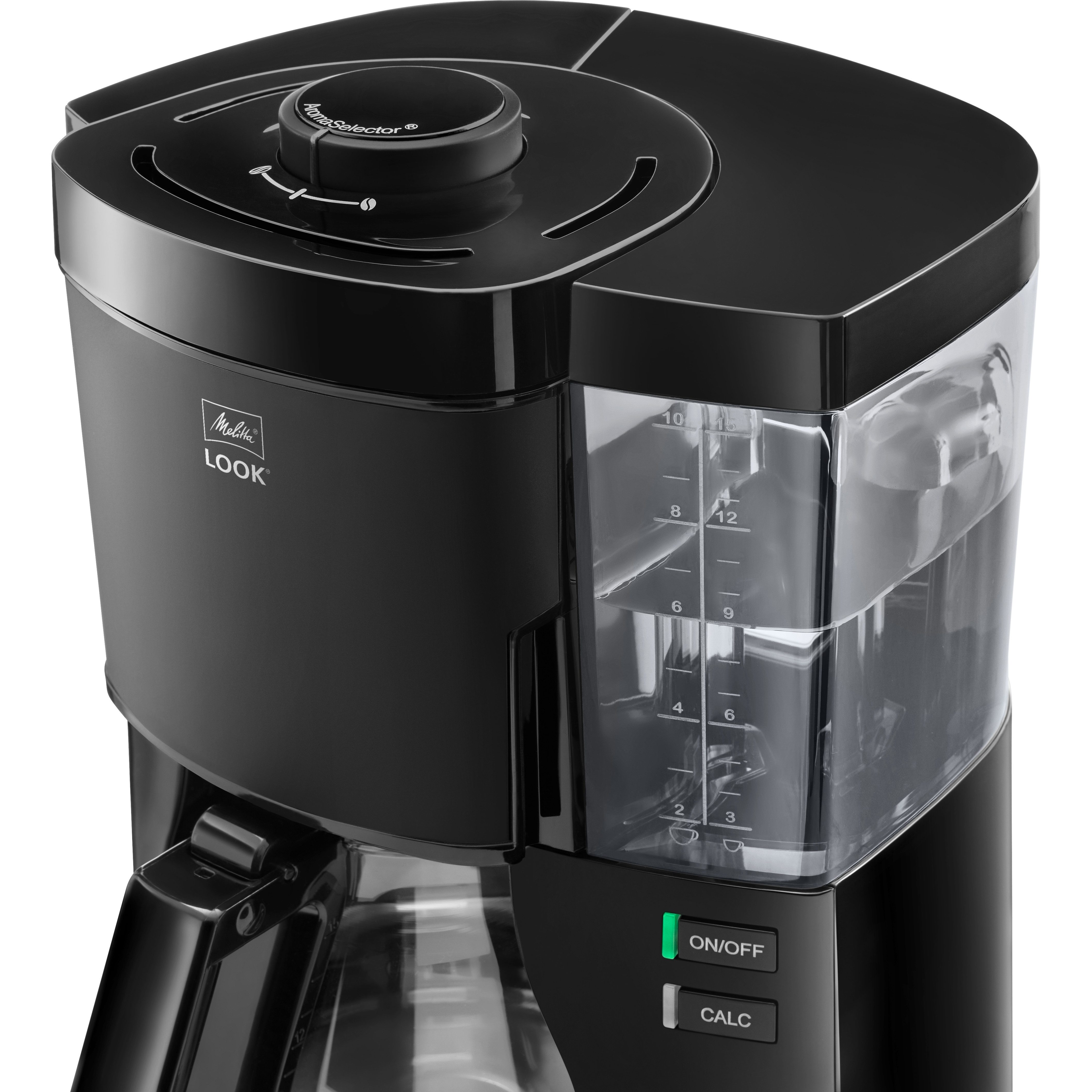 Melitta Filterkaffeemaschine Look® Glas 1025-02 Black Edition, 1,25l Kaffeekanne, Papierfilter 1x4
