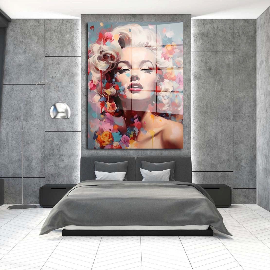Artedinoi Acrylglasbild Marilyn abstrakt mit Rosen Acrylglas Wandbild Bild Wanddeko Wohnzimmer