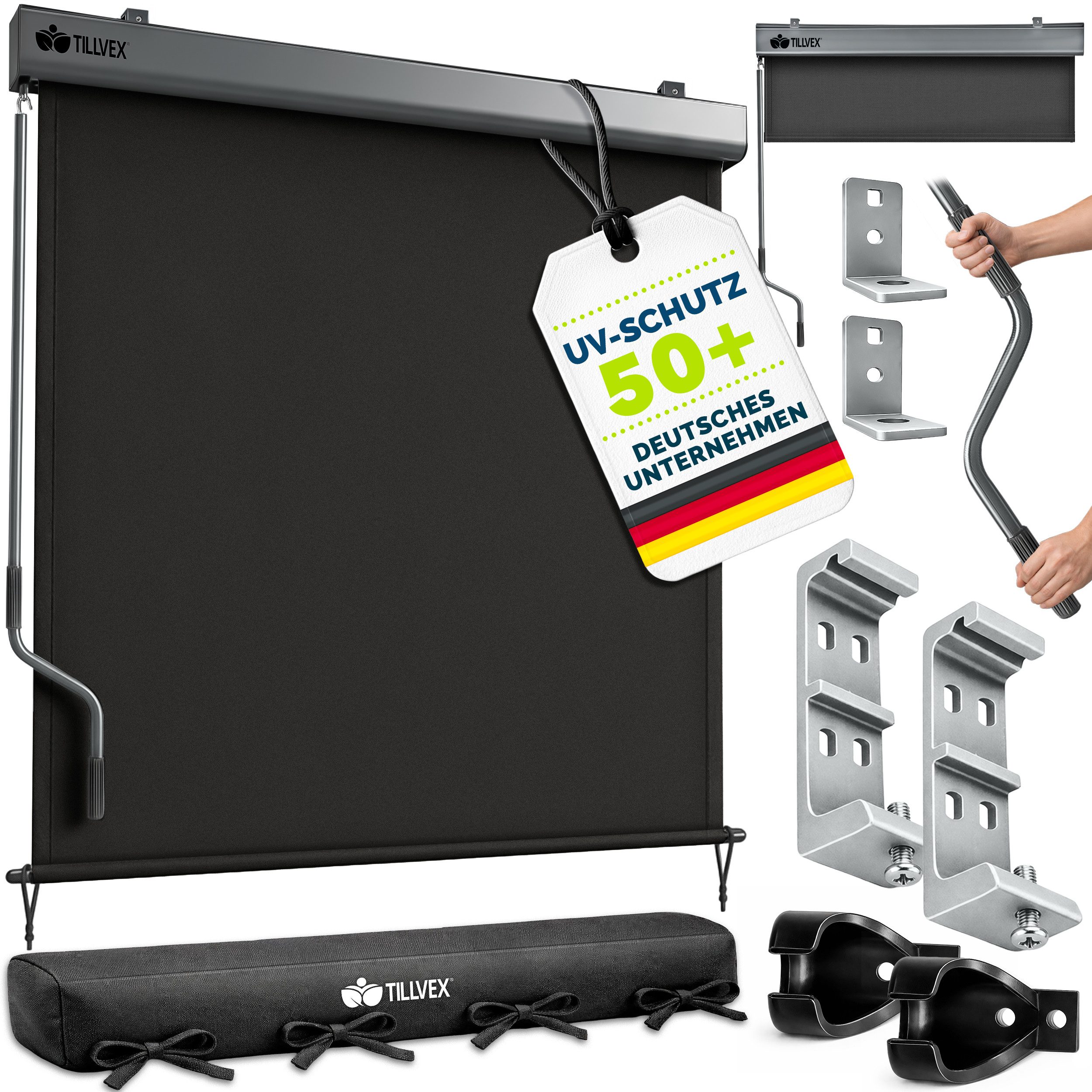 tillvex Senkrechtmarkise tillvex® Senkrechtmarkise Außenrollo Sichschutz Balkon Markise für