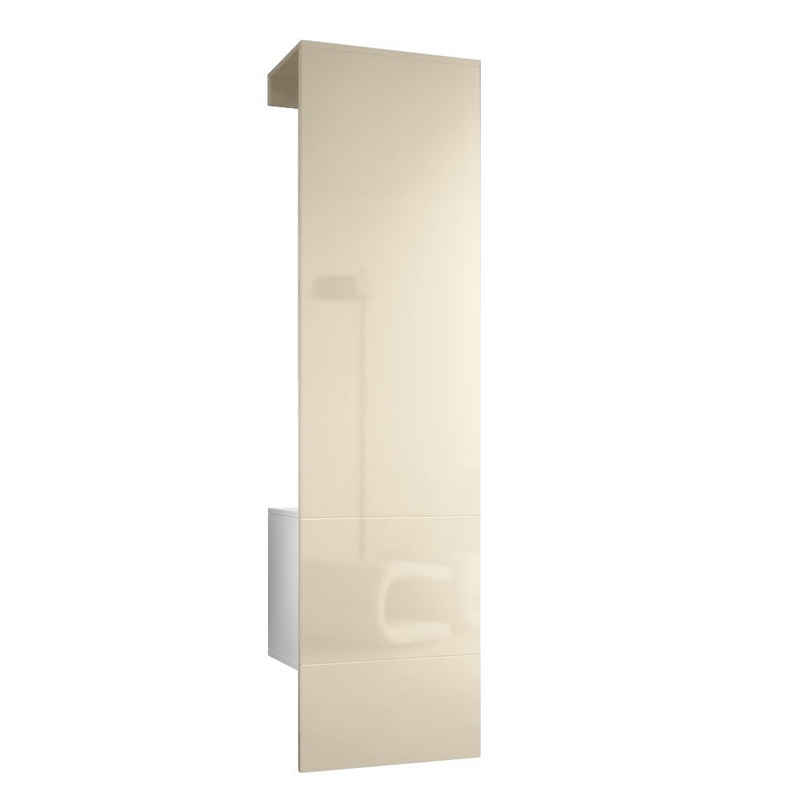 Vladon Garderoben-Set »Carlton«, (Wandgarderobe bestehend aus, 1-St., mit integrierter Tür und 1 Kleiderstange), Weiß matt/Creme Hochglanz (52 x 193 x 35 cm)