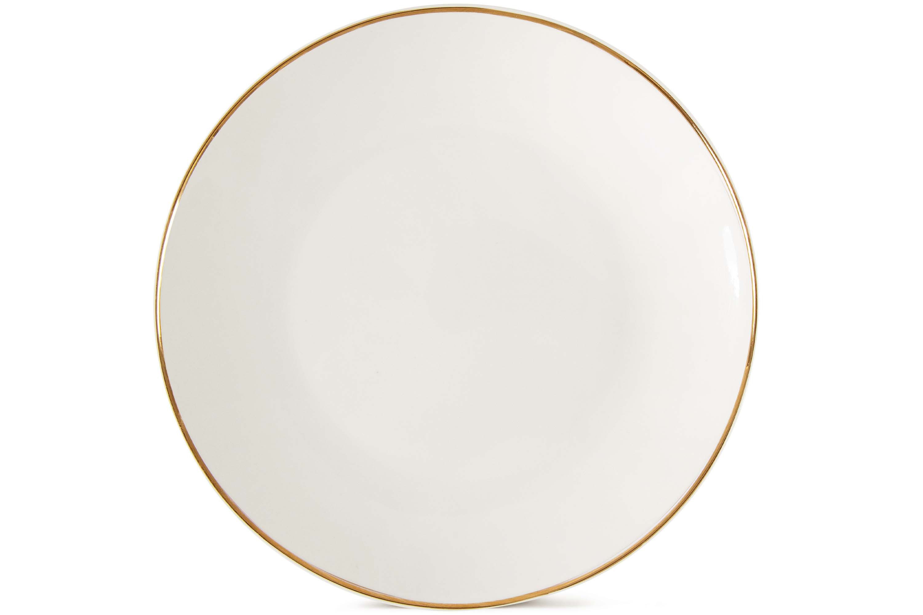 KONSIMO® Tafelservice AD BELLA Geschirrset, Hartporzellan, ecrufarben (18-tlg), 6 Personen, Porzellan, ecru Farbe mit Goldlinie, Handwäsche empfohlen, zeitloses Design