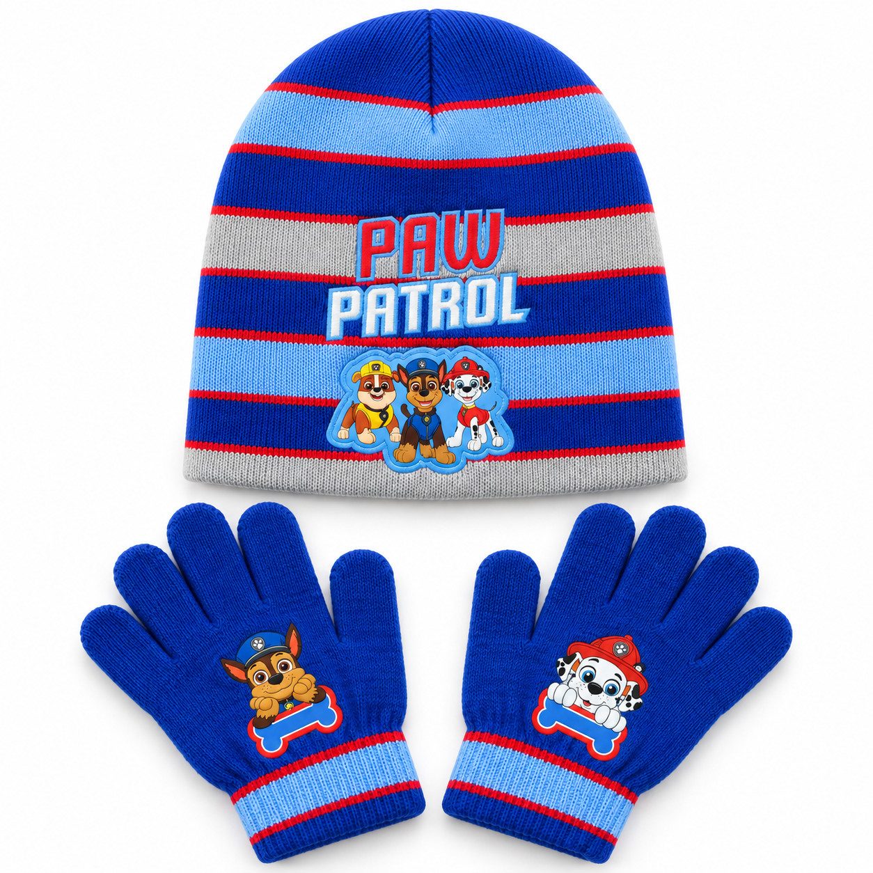 PAW PATROL Jerseymütze Paw Patrol Chase Kinder 2tlg Set Winter Mütze plus Handschuhe Gr.54