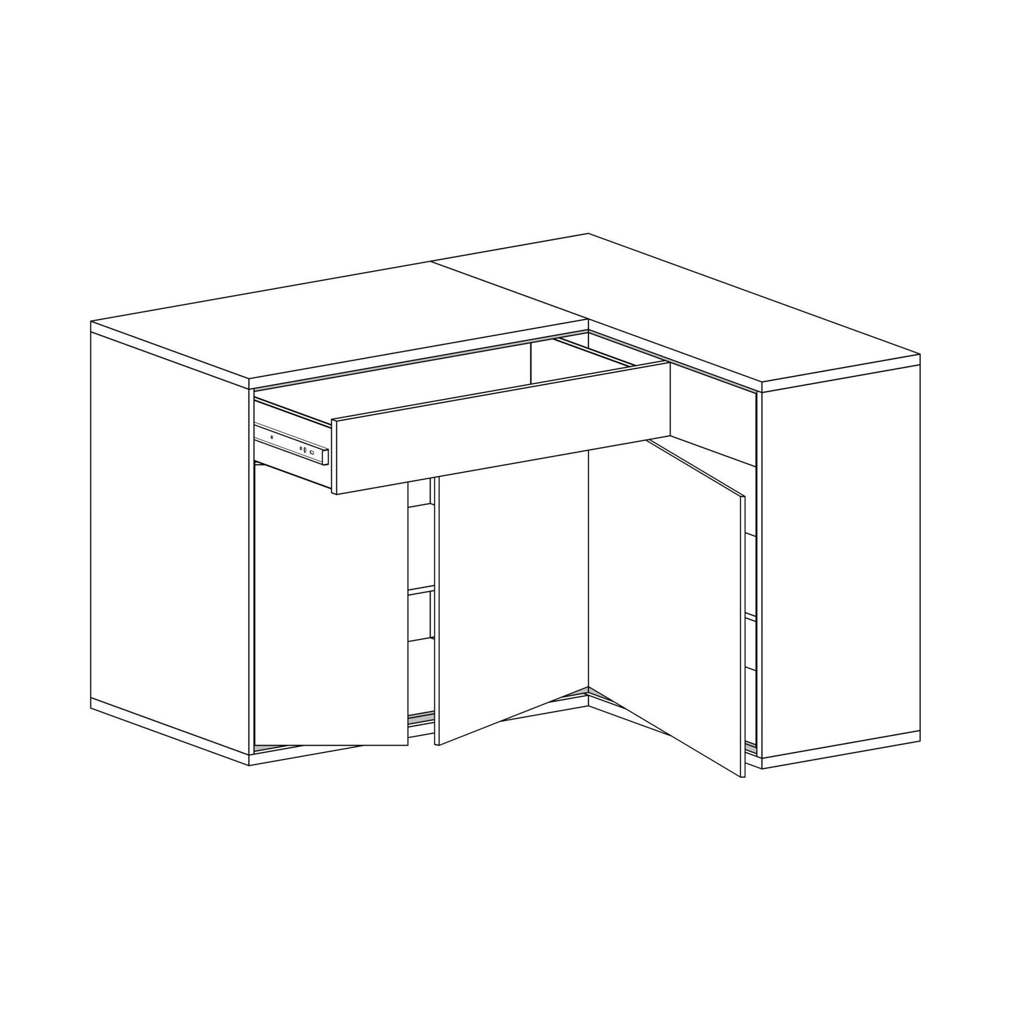 Raumhirsch Furniture Kommode Sideboard, Schrank, Wohnschrank, Anrichte (Maße: 127,5 x 41 x 101 cm (mit 2 Schubladen und 3 Schrankfächern), Soft-Close-Scharniere, Metallgriff, Loft-Design, Hickory-Holzoptik