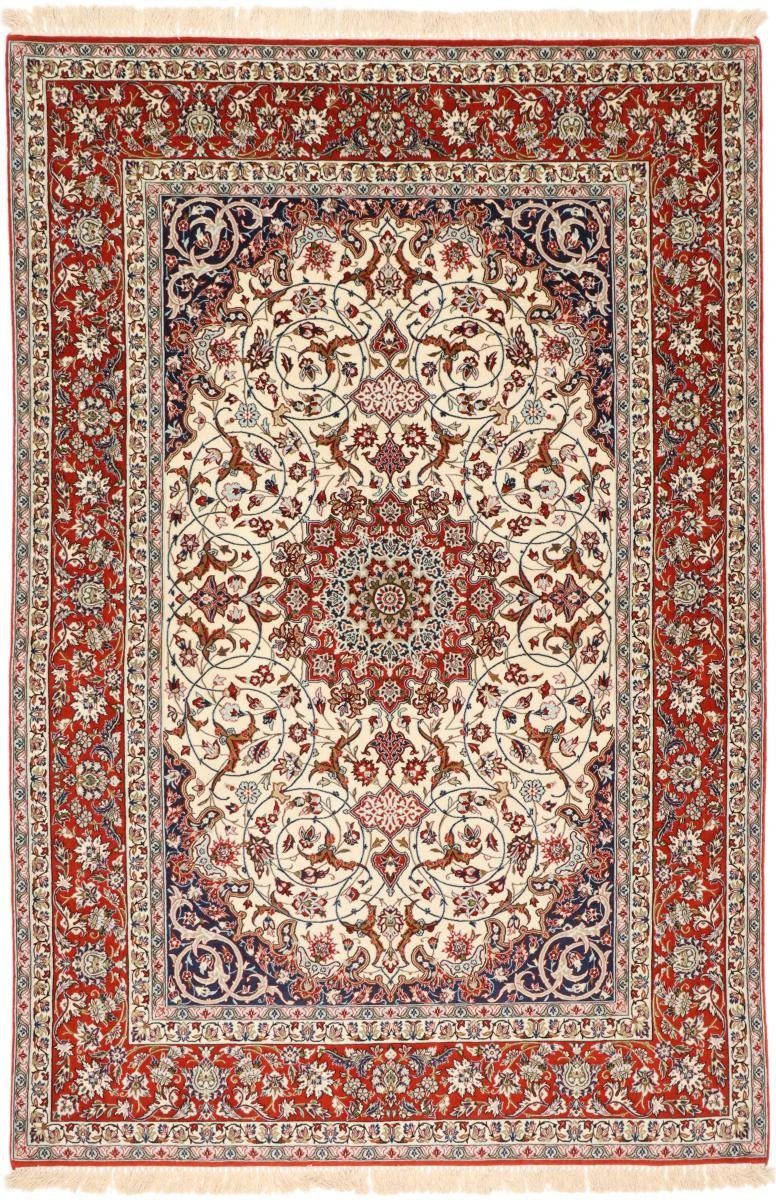 Orientteppich Isfahan Seidenkette 154x233 Handgeknüpfter Orientteppich, Nain Trading, rechteckig, Höhe: 6 mm