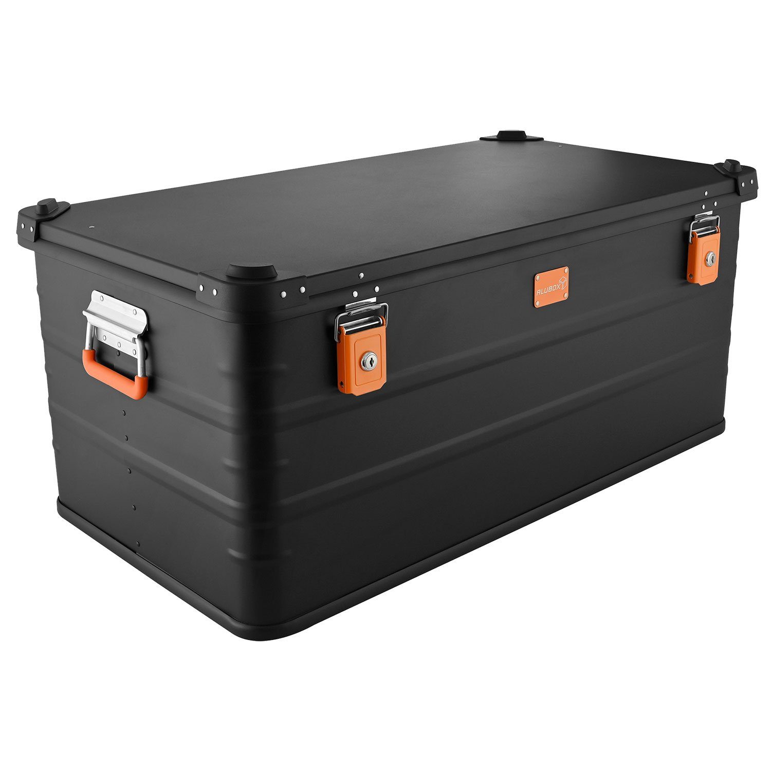 ALUBOX Aufbewahrungsbox Alukiste Tranportbox Premium E-Serie Black Edition (141 Liter), mit 2 Schlüsselschlösser