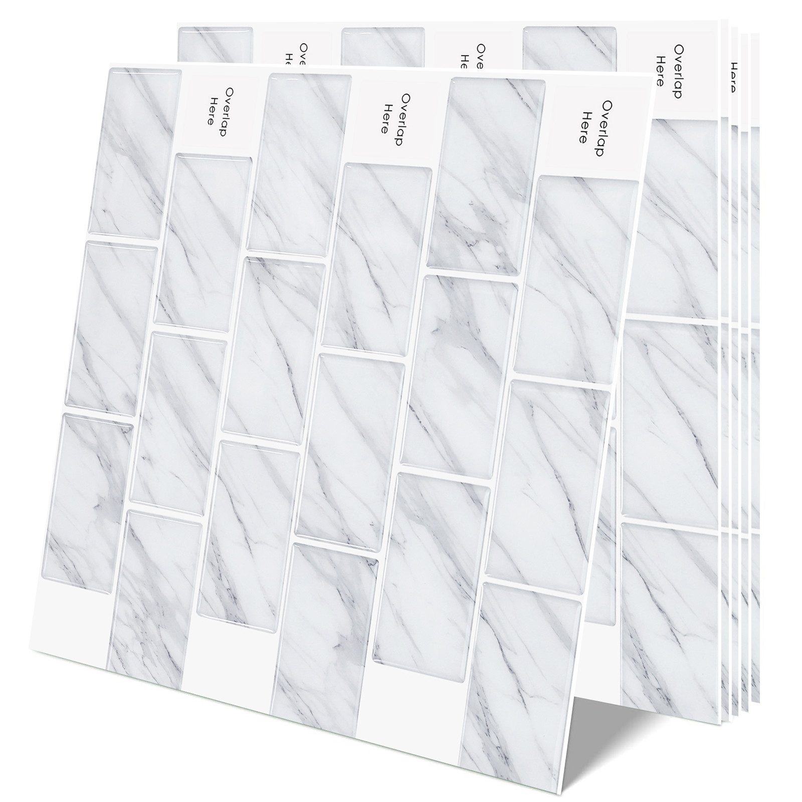 Bundviel Fliesenaufkleber 3D Wandpaneel Selbstklebend Fliesenaufkleber Küchenrückwand, 10 Stk., BxL: 30,5x30,5 cm, 0,9 qm, Wasserdicht