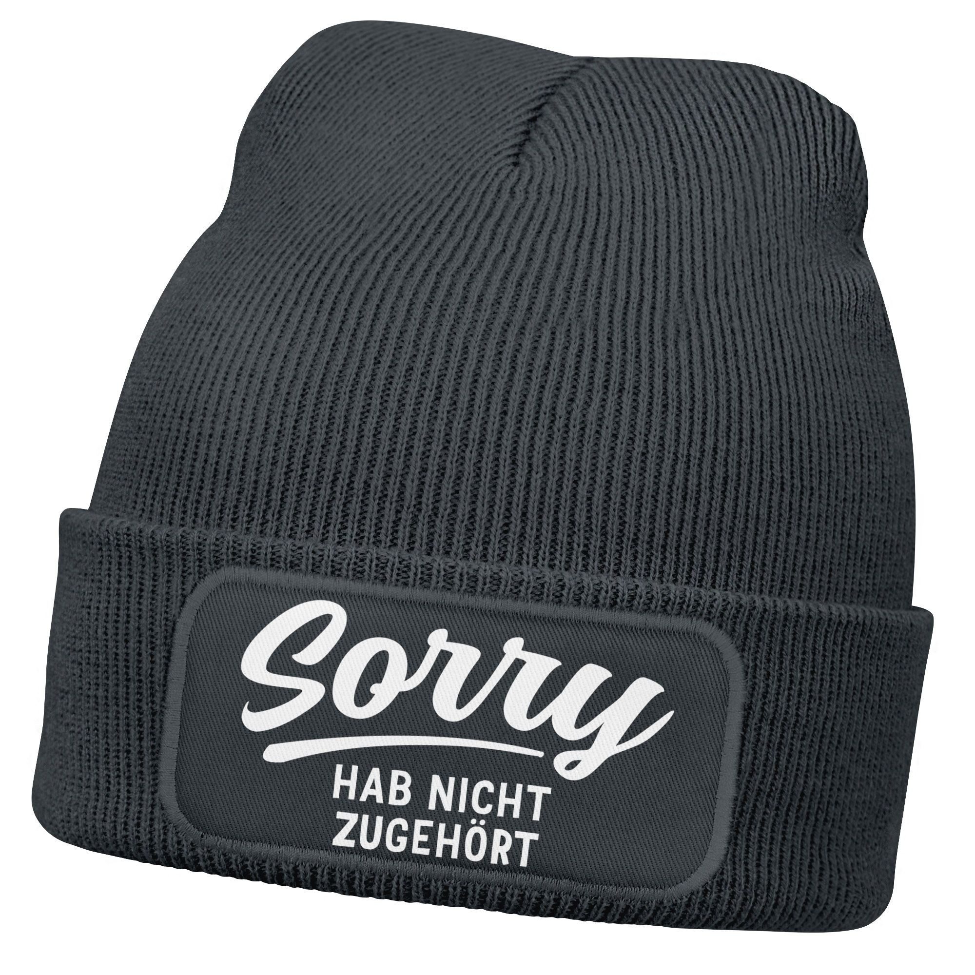 Strickmütze Herren Beanie mit Patch Strickmütze mit Spruch Aufdruck Lustig Mütze