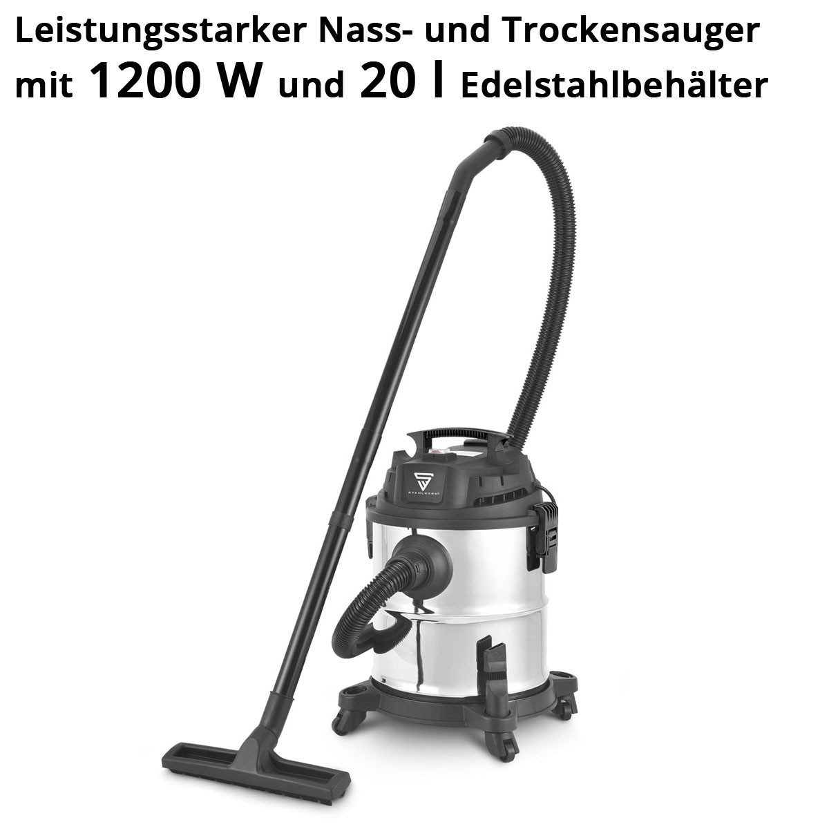STAHLWERK Industriesauger 1200 W Nass- und Trockensauger VCL-1200 ST Industriesauger mit 20 L
