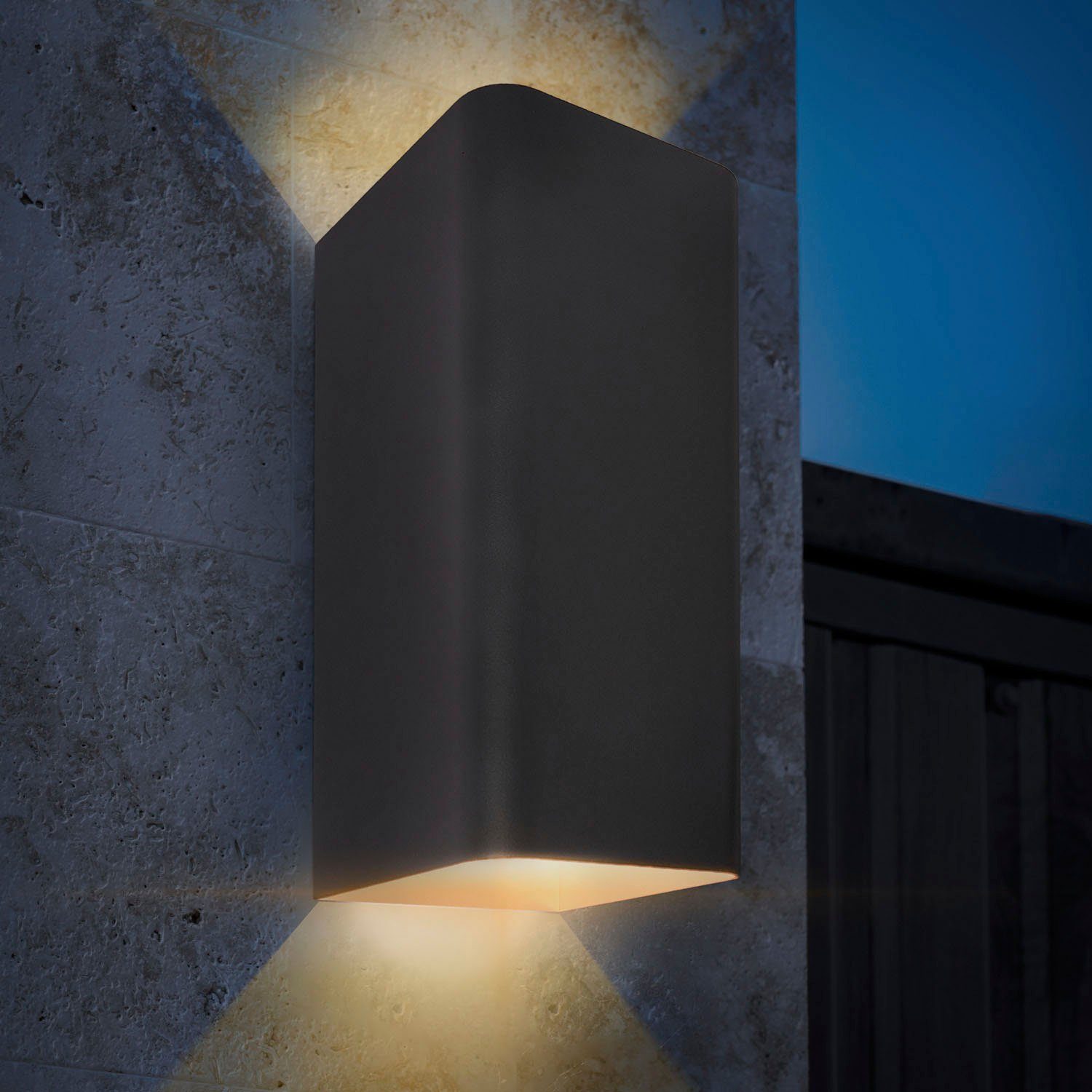 Paco Home Wandleuchte ELENA, LED fest integriert, Warmweiß, In-& Outdoor Wandleuchte LED Aussen Garten Lampe 3000 K IP 54 Up Down