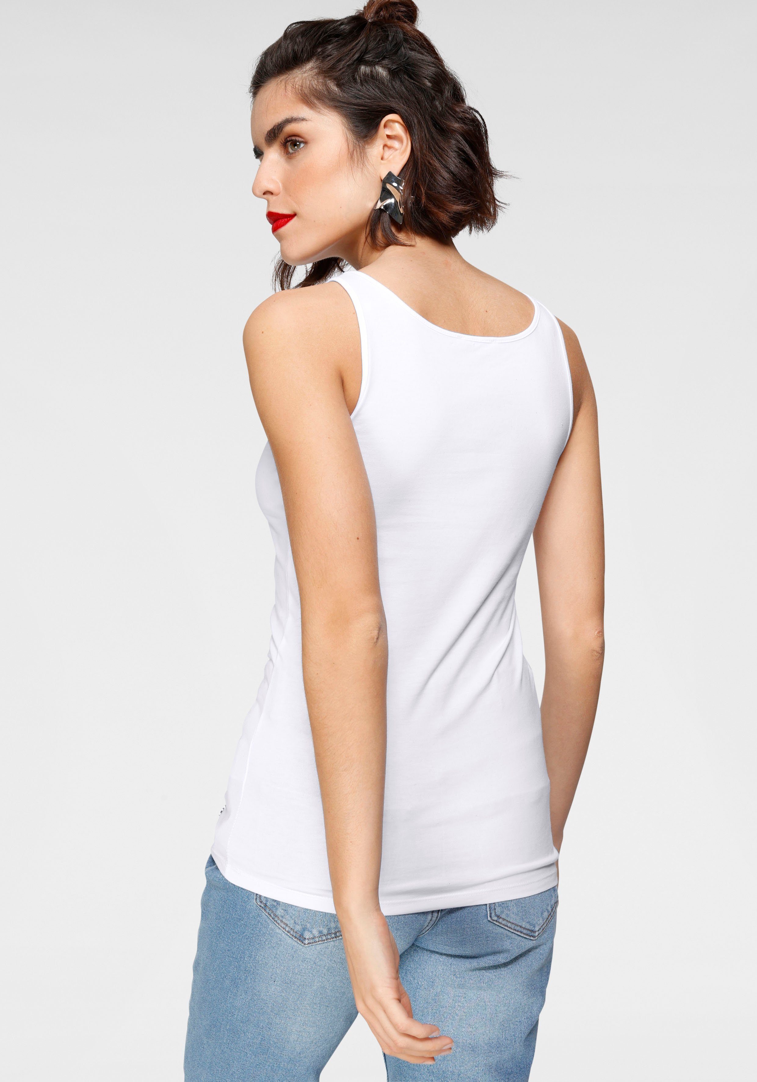 Tamaris Tanktop (2er-Pack) figurbetonte Passform, unifarben, hüftbedeckende Länge