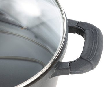 GSW Servierpfanne SilcoGuss noir, Aluminiumguss, langlebige Antihaft-Versiegelung, Literskala, Ø 28 cm, Induktion