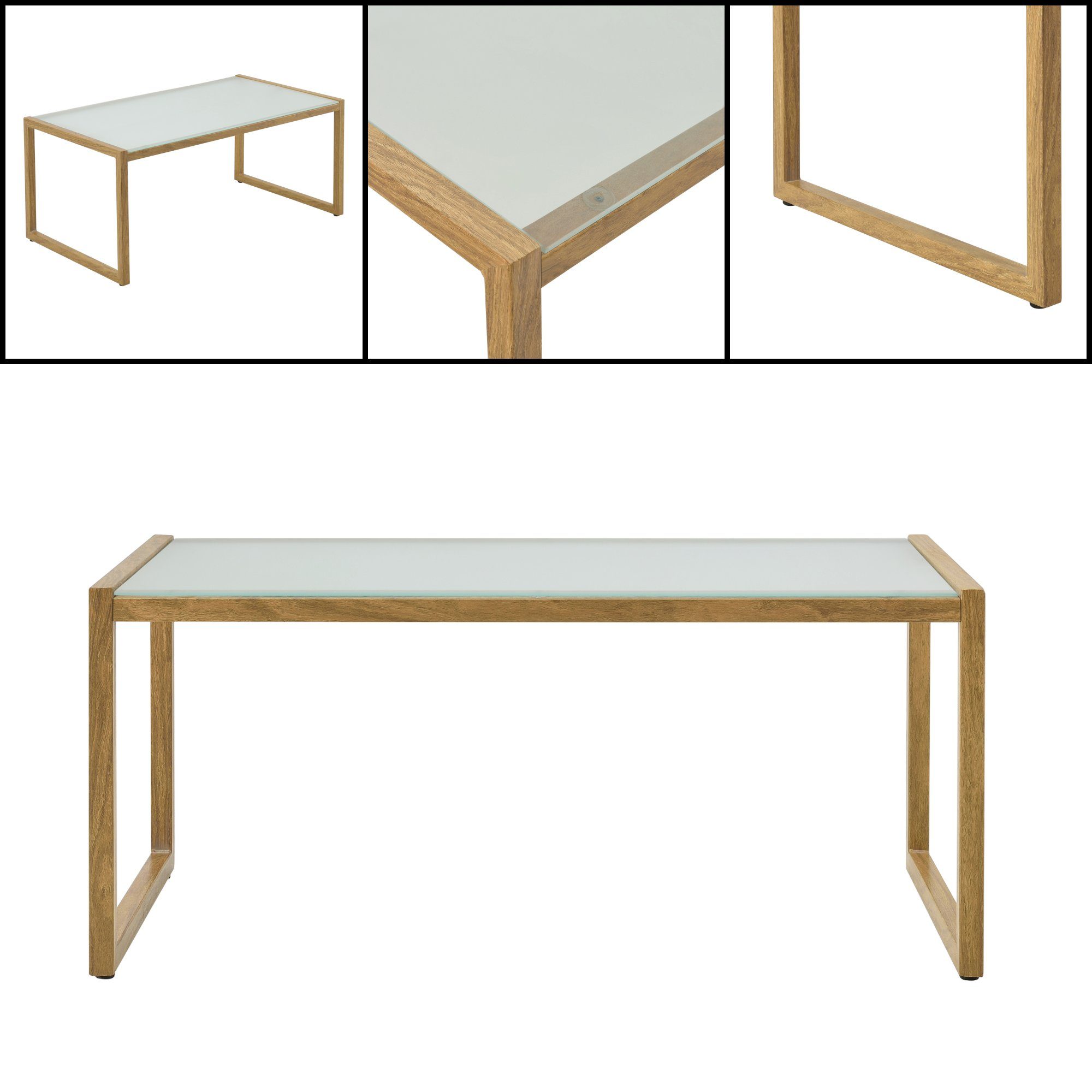 (Set, 4-teilig Sitzgruppe, Polsterkissen Sitzbank Stühlen), Gartenmöbel mit 2 mit und 4-tlg., Holz/Khaki Couchtisch Set »Dallas« 1x einer casa.pro