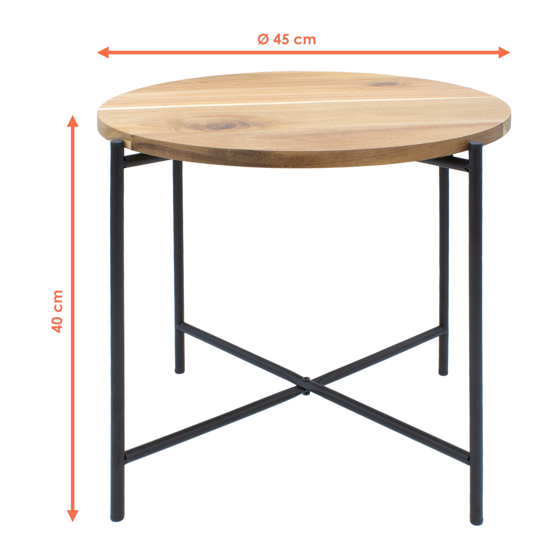 Spetebo Beistelltisch mit Akazien Tischplatte (Couchtisch, 1-St., mit Holz günstig online kaufen