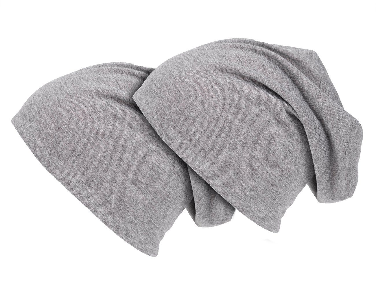 shenky Jerseymütze (Damen beanie-mütze, Doppelpack Herren Beanie, Kopftuch, Mütze Haube elastisch, grau Beanie-Mütze)