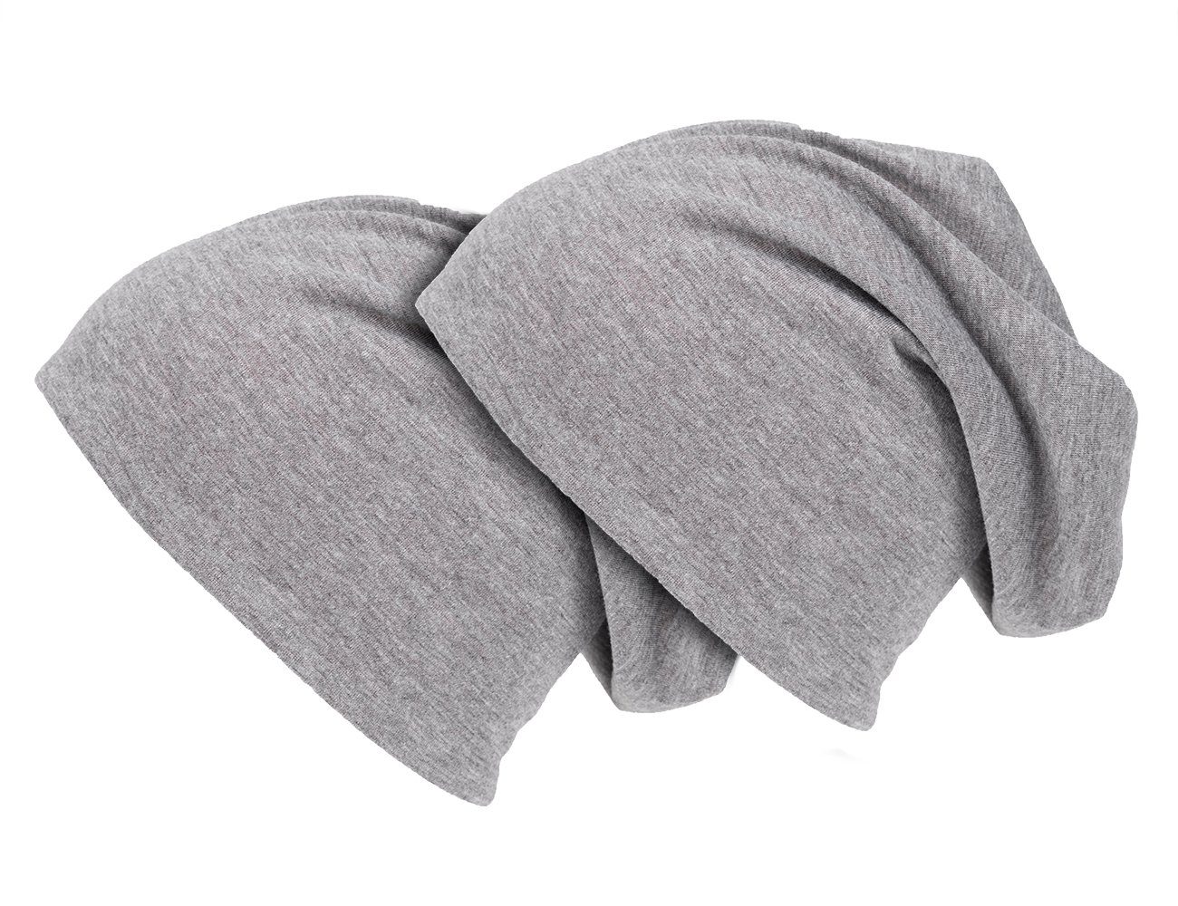 Mütze Beanie-Mütze) shenky Kopftuch, (Damen Doppelpack Beanie, elastisch, Haube Jerseymütze beanie-mütze, grau Herren