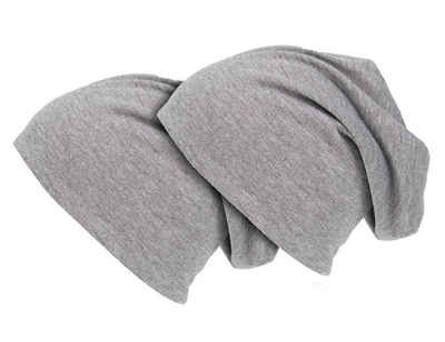 shenky Jerseymütze Doppelpack grau Herren Mütze (Damen Beanie, Beanie-Mütze) elastisch, beanie-mütze, Kopftuch, Haube