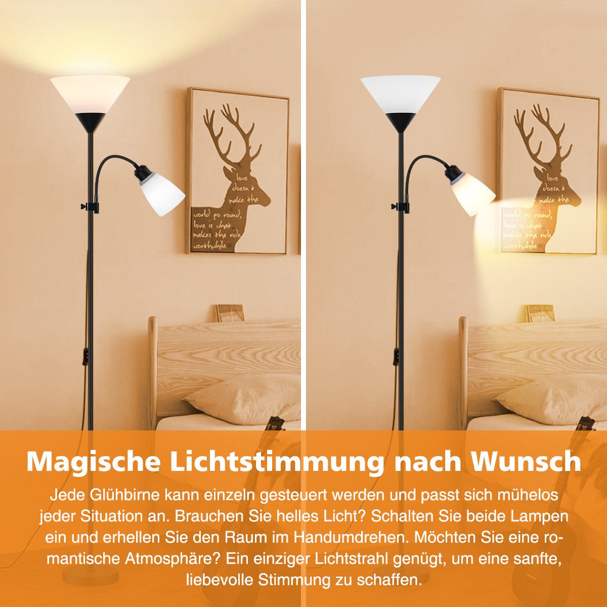 Simloveve Stehlampe mit 2 LED Glühbirne, günstig online kaufen