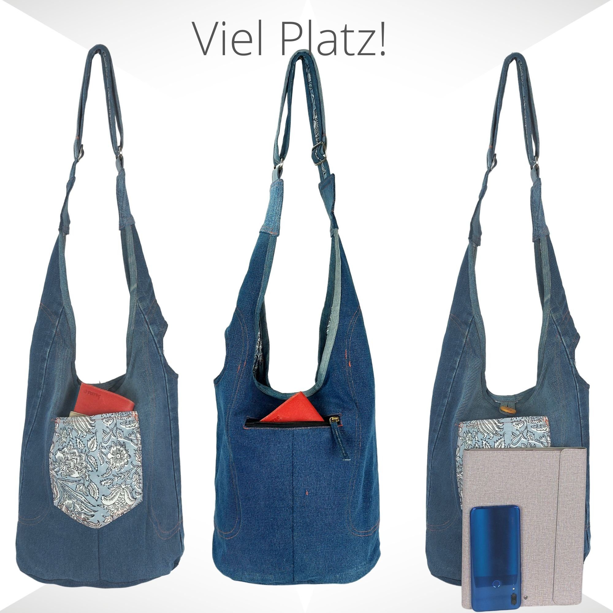 blau Tasche tragbare Nachhaltige Seitig 2 hellblau Steig Wendbare tragbare Tasche, Sunsa Tasche, Umhängetasche 2 Jeanstasche, Hobo Hobo