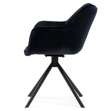 Rivièra Maison Stuhl drehbarer Esszimmerstuhl Carnaby Dining Armchair Velvet III Indigo Bla