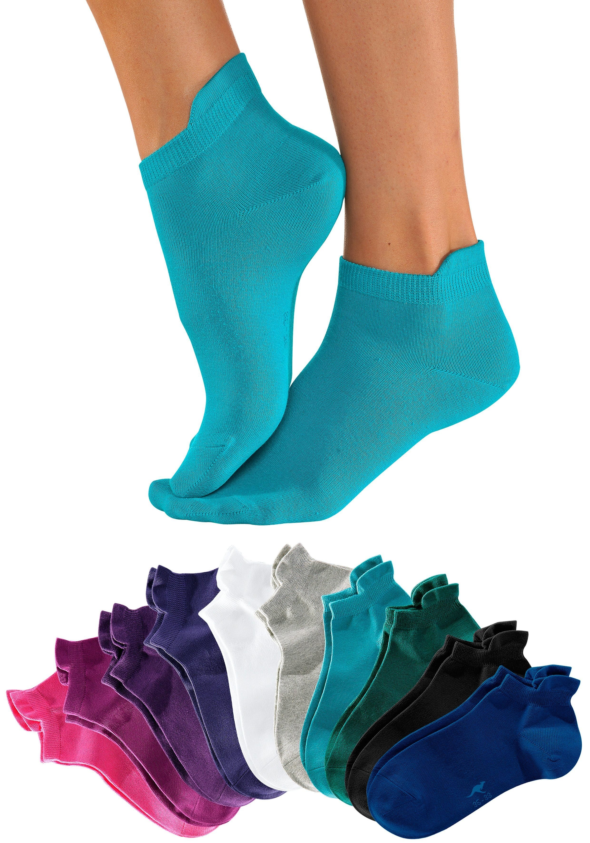 KangaROOS Sneakersocken Damen Sneaker Socken Kurze Socken Sportsocken Fitness Reisen Alltag (Packung, 10-Paar, Großpackung Gr. 35-38 bis 39-42) mit erhöhtem Bün – Bild 4 von 5