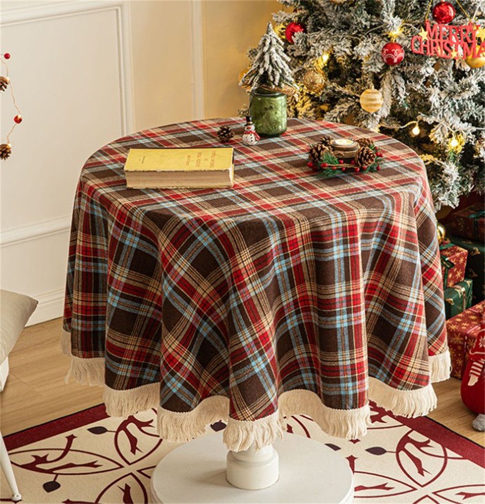 Abwaschbar (1-tlg), Tisch Tischdecke für Weihnachtstischdecke Weihnachts Runde Party Dekorative Dekoration Tischdekoration Tischdecke, Tischtuch Tischdecke