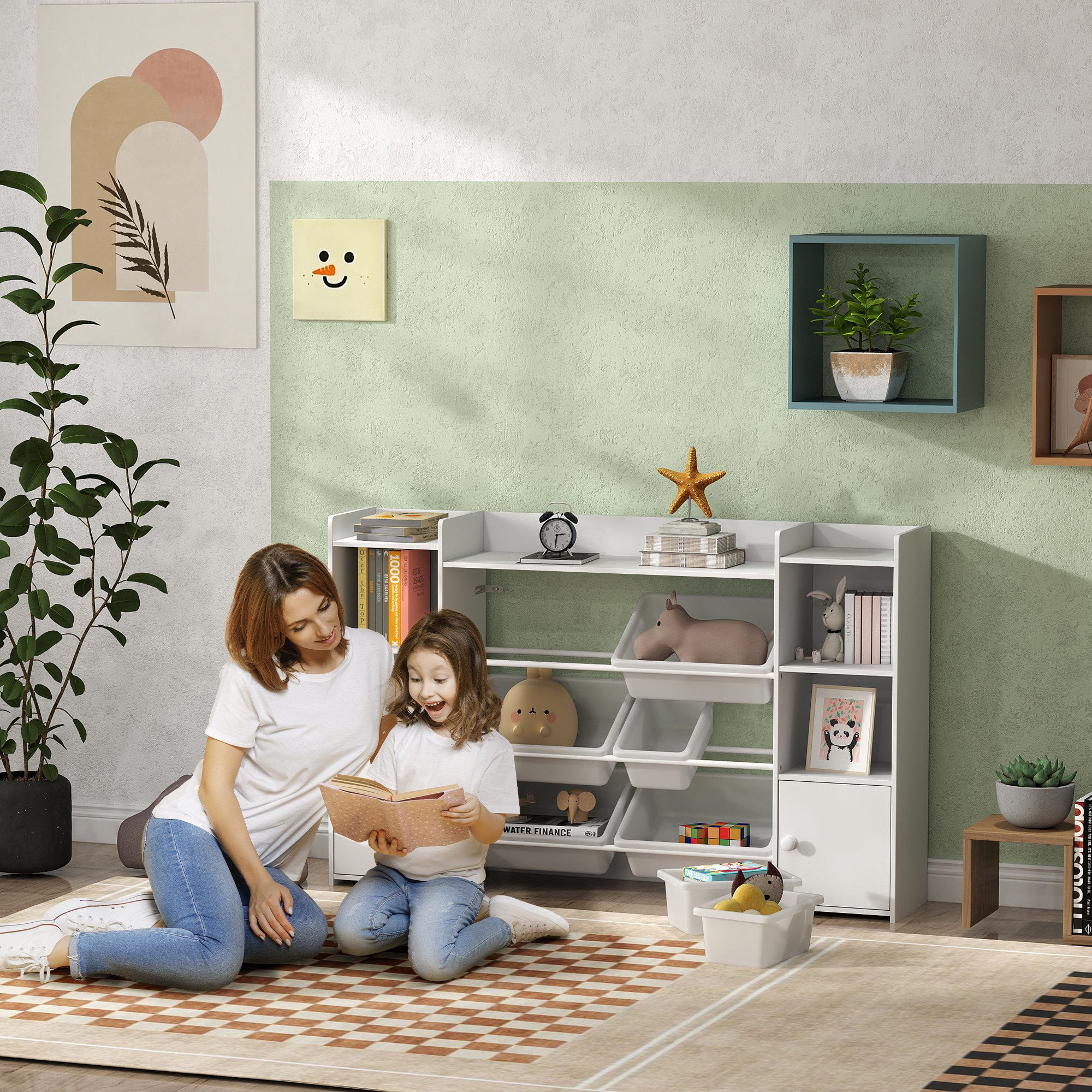 AIYAPLAY Kinderregal Kinder-Aufbewahrungsregal mit 8 herausnehmbaren Boxen, günstig online kaufen