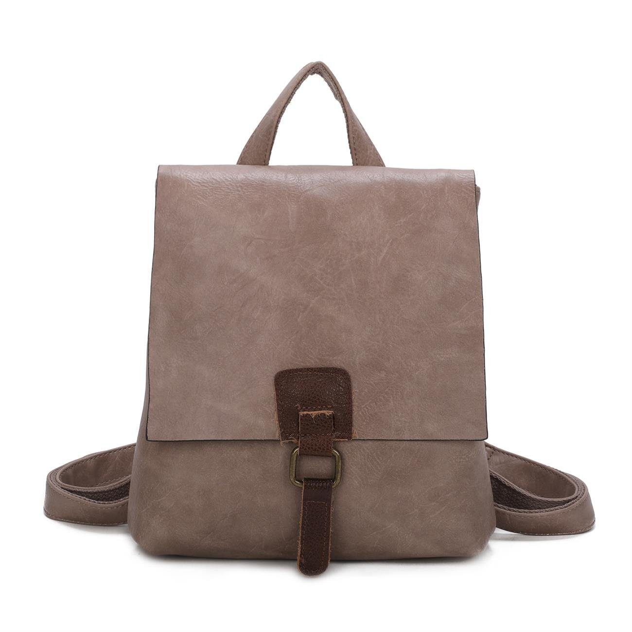 ITALYSHOP24 Rucksack Damen Rucksack Tasche Schultertasche, Vintage Messenger, Crossover als Umhängetasche tragbar