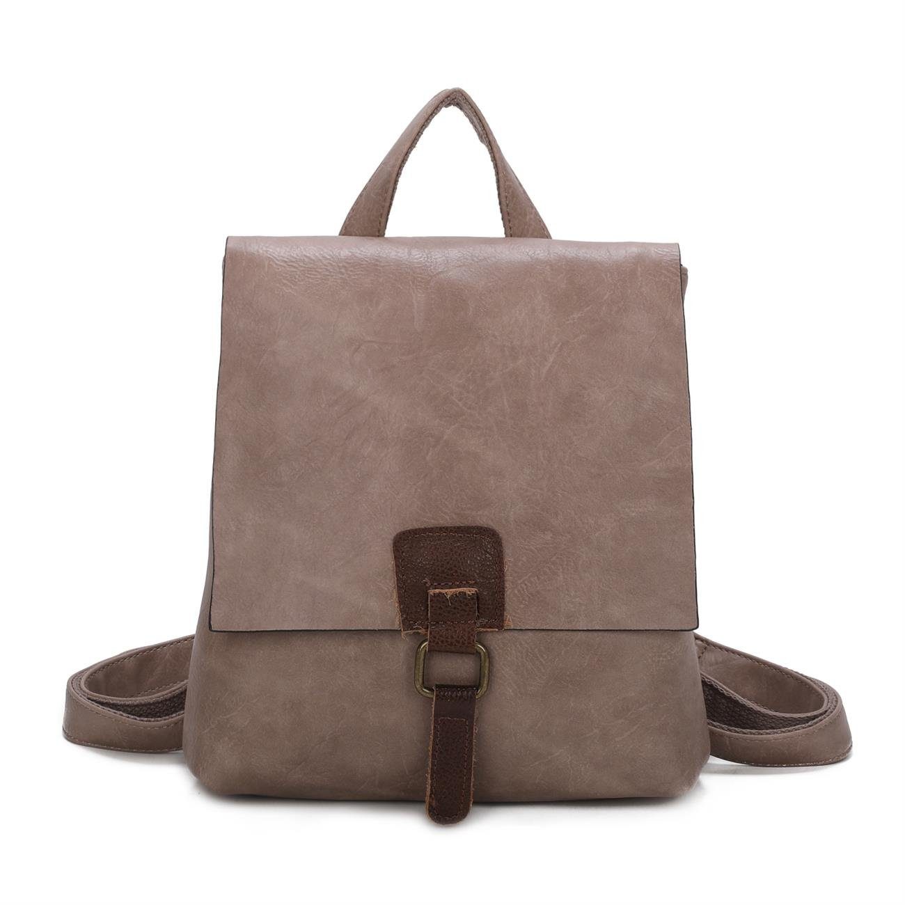 ITALYSHOP24 Rucksack Damen Schultertasche Backpack Umhängetasche CrossBody Leder Optik Bag, Geräumiges Hauptfach, praktische Fächer, komfortabel, leicht & robust