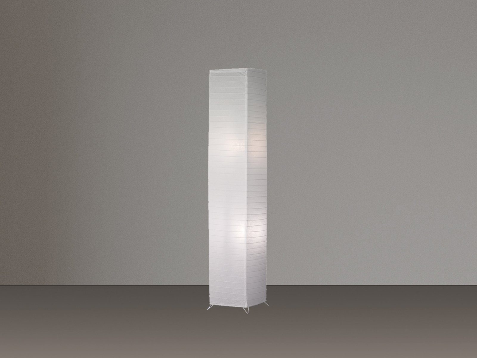Reality Leuchten LED Stehlampe, LED wechselbar, Warmweiß, stylische klein-e Lichtsäule Lampenschirm Papier-lampe Weiß Höhe 123cm