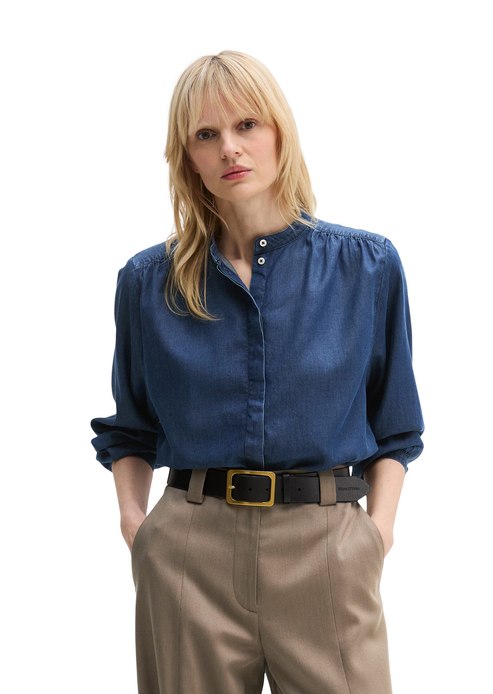 Marc O'Polo Jeansbluse aus Leinen-Mix