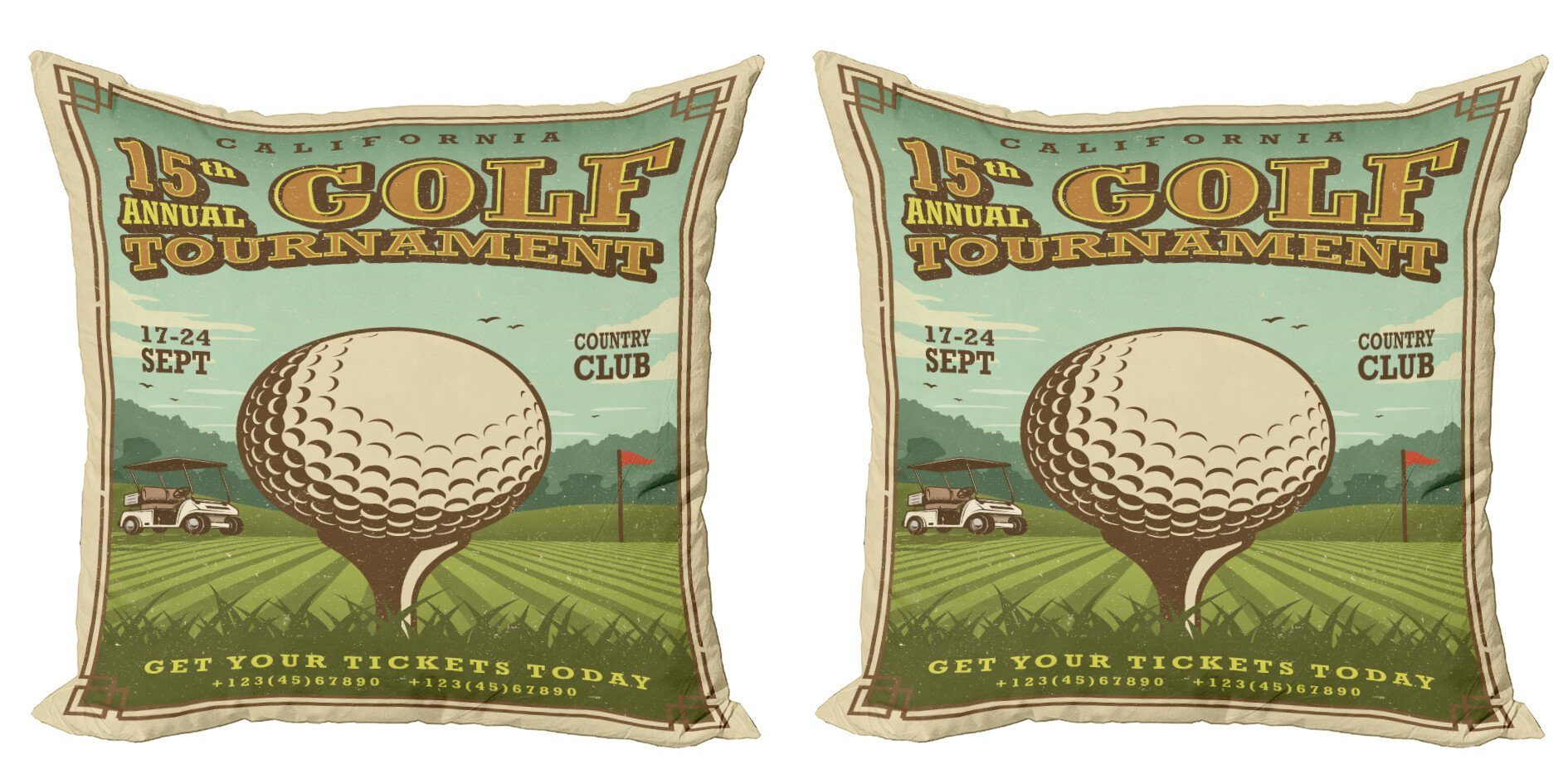 Kissenbezüge Modern Accent Vintage Golf-Plakat-Layout Stück), Abakuhaus Golf Doppelseitiger Digitaldruck, (2