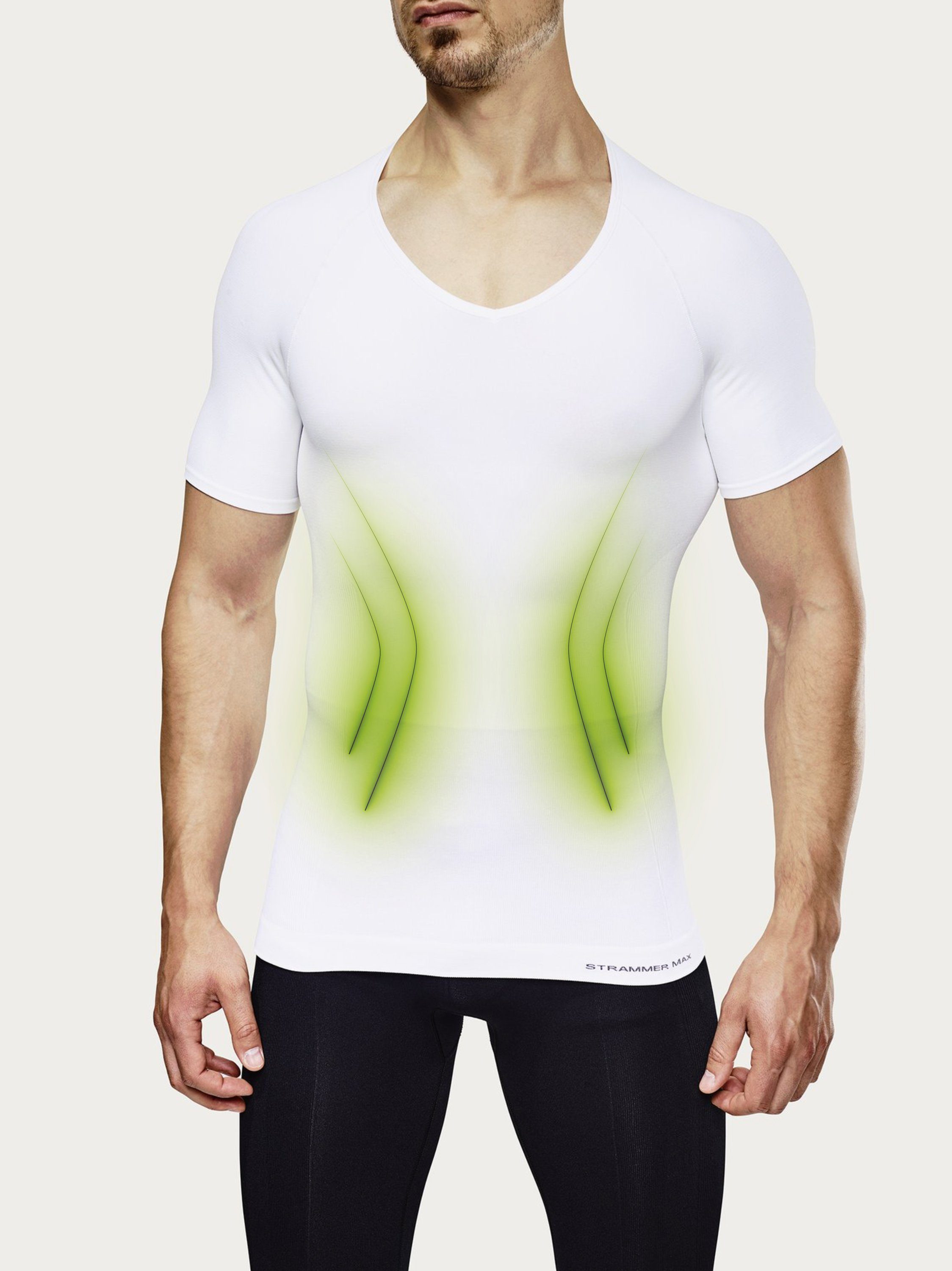 Strammer Max Performance® Kompressionsshirt Premium Deep V-Neck Shirt Breeze mit Kompression Shapewear, kühlendes High Tech Gewebe