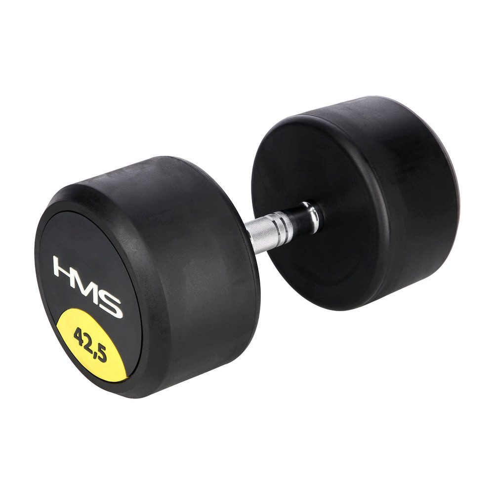 HMS Hantel Rundhantel Gummihantel Krafttraining, (Spar-Set, 42, 5 kg robust), gerändelter Griff, Chromstahl, bodenschonend