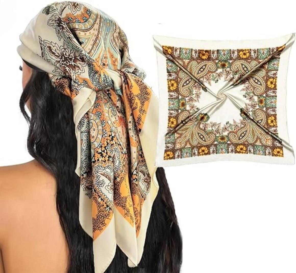 Zaewry Halstuch 90x90cm Kopftuch Bandanas Haartuch für Damen