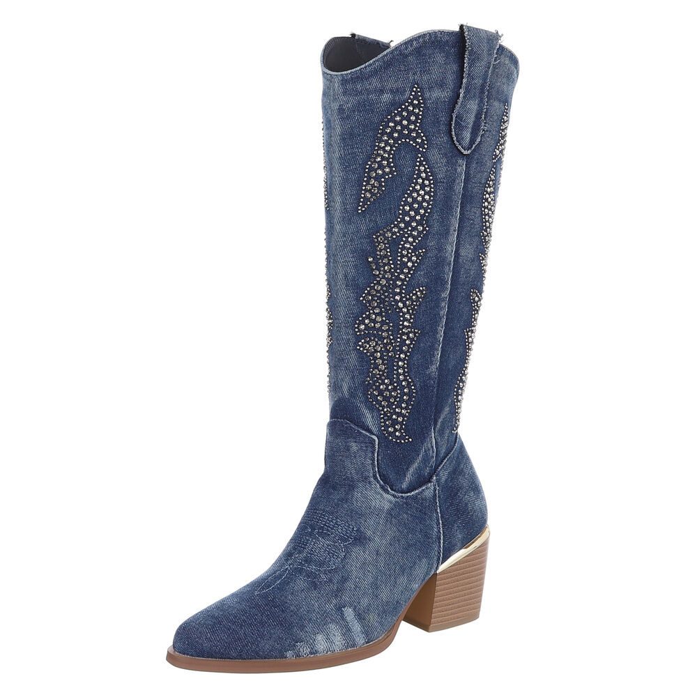 Ital-Design Damen Cowboyboots Western Sommerboots (88843725) Blockabsatz St günstig online kaufen