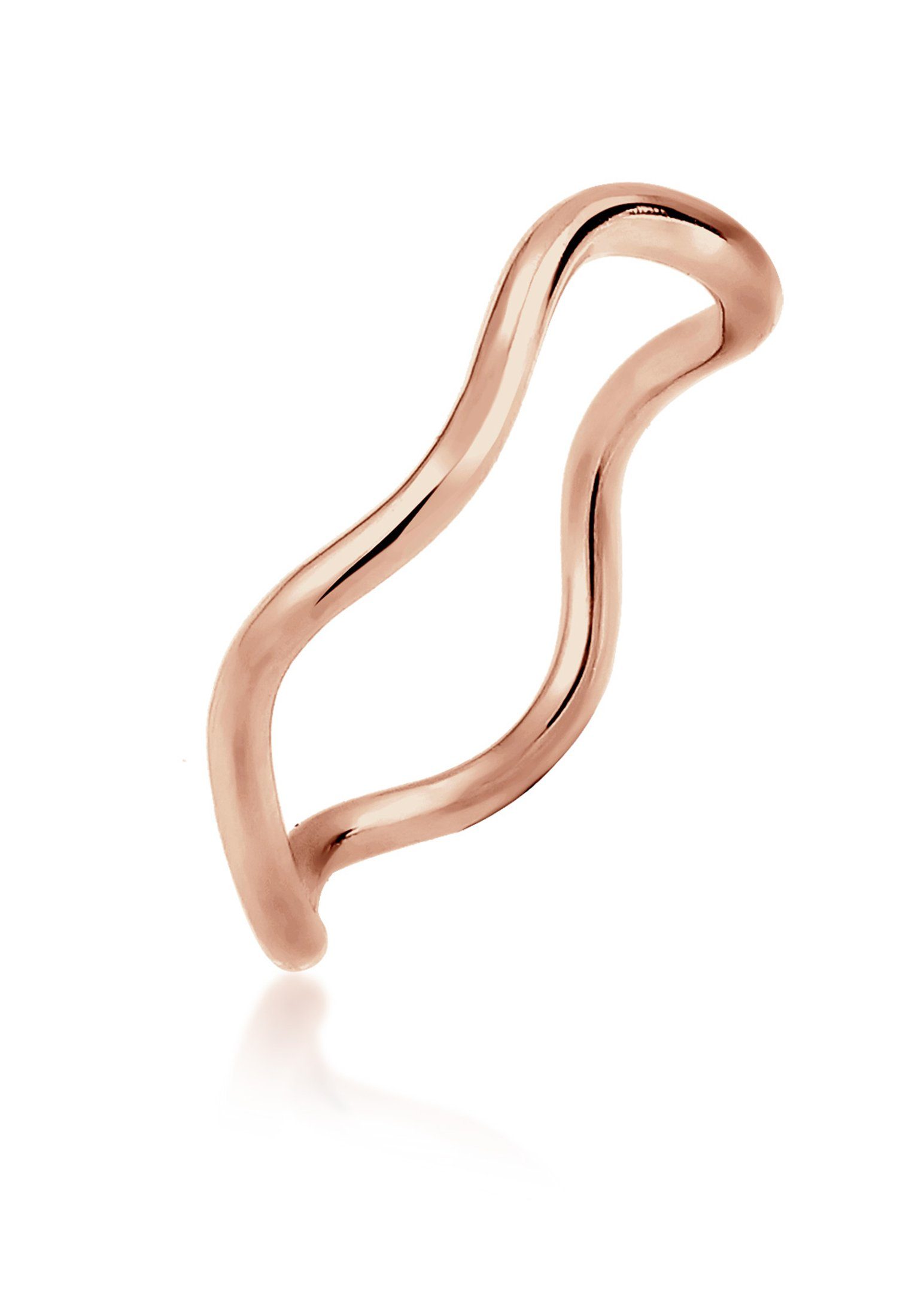 Elli Fingerring Wellen Minimal Geo 925 Sterling Silber, Wellen Rosegold