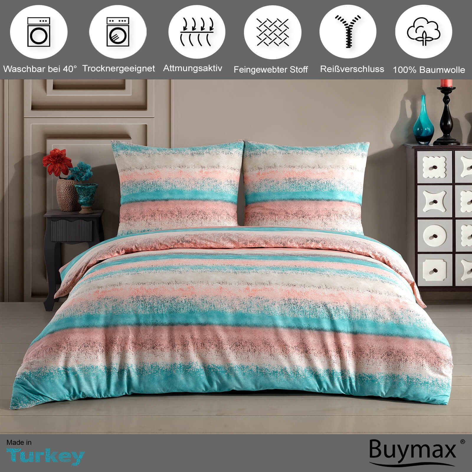 Buymax Bettwäsche Belissim Bettbezug-Set, Renforce: 100% Baumwolle, 3 teili günstig online kaufen