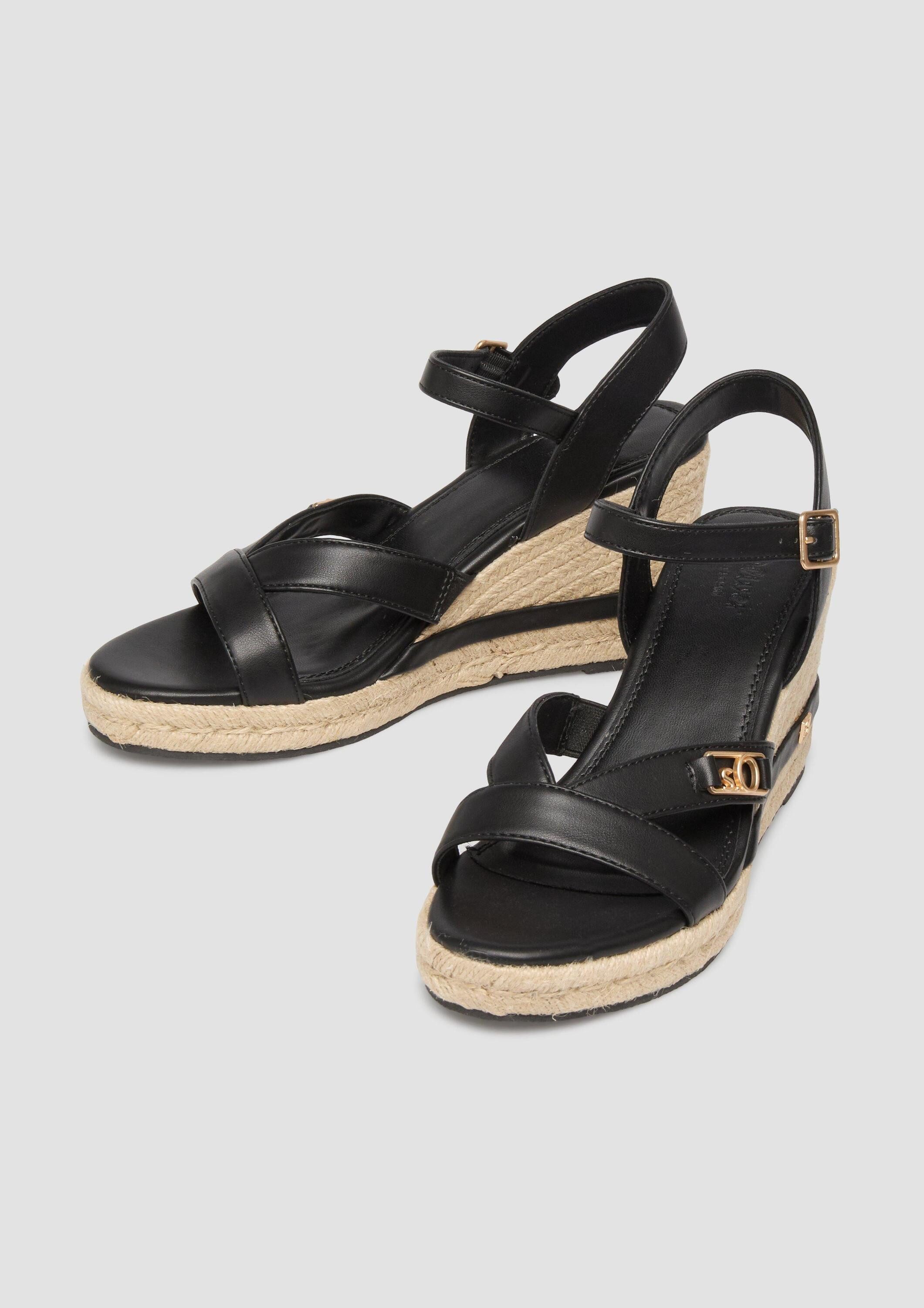 s.Oliver Sandalen Sandale Sandaletten mit Keilabsatz in Bast-Optik