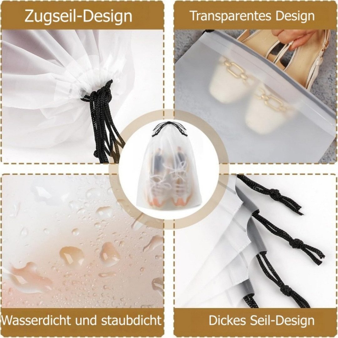 FOUORTUNATE-BEE Kofferorganizer 10er Set Zugbeutel Aufbewahrungstaschen für Reise & Koffer, Transparente Beutel mit Kordel für Schuhe, Kleidung & Gepäck