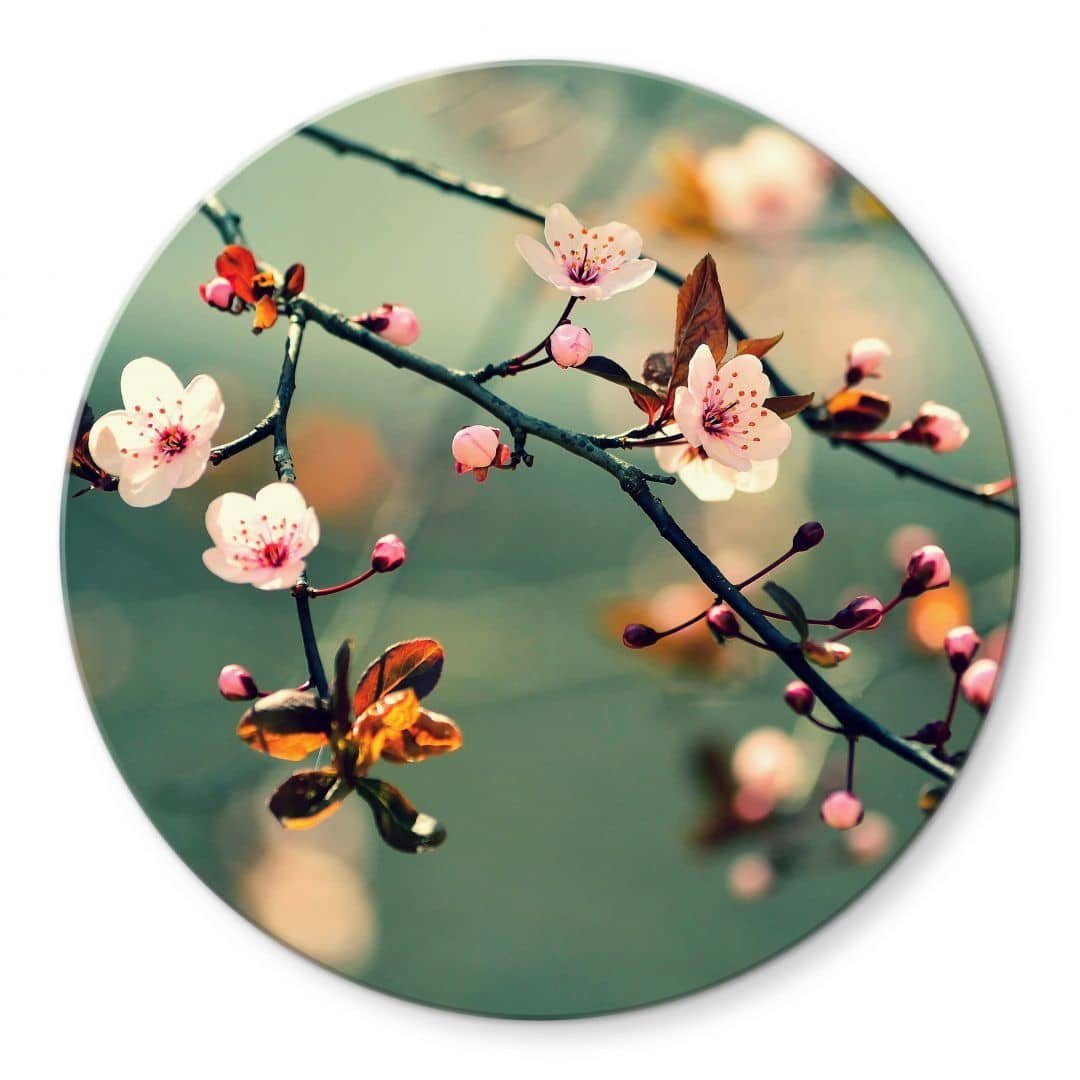 K&L Wall Art Arbeitsplatte Glas Tischplatte Knospen Glastisch Baum des Lebens Beistelltisch Büro