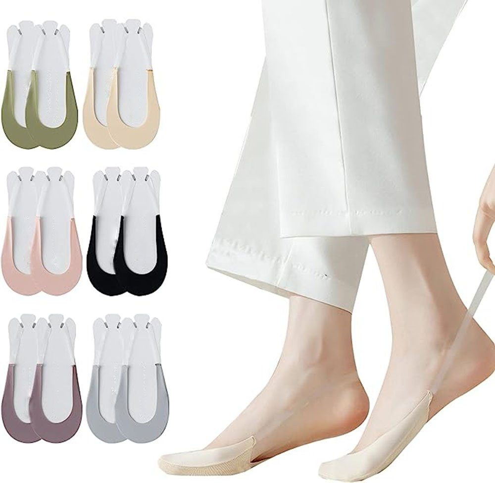 Haiaveng Kurzsocken 6 Paar Damen Füßlinge Socken Zehensockenaus Invisible  Baumwolle High Heel Kissen Schuheinlagen