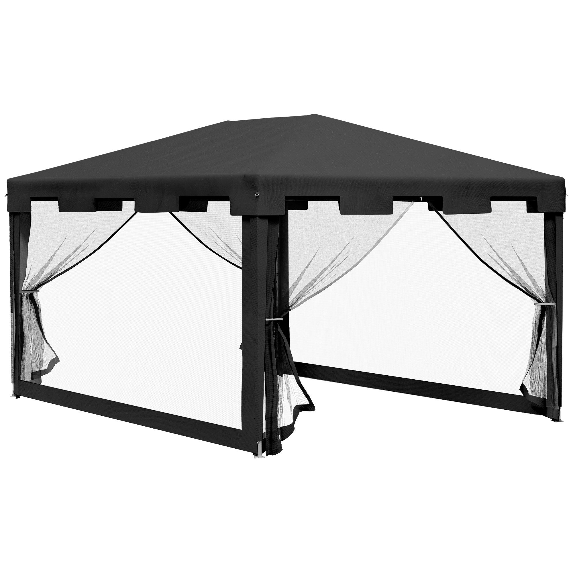 MODFU Gerätezelt Partyzelt in Dunkelgrau, wetterfester PE-Stoff, stabiles Metallgestell, (Packung, 1 tlg., 4x3 m Inkl. Netz-Seitenwände für Insektenschutz & Privatsphäre), Vielseitiger Gartenpavillon für Hochzeiten, Grillfeste & Camping