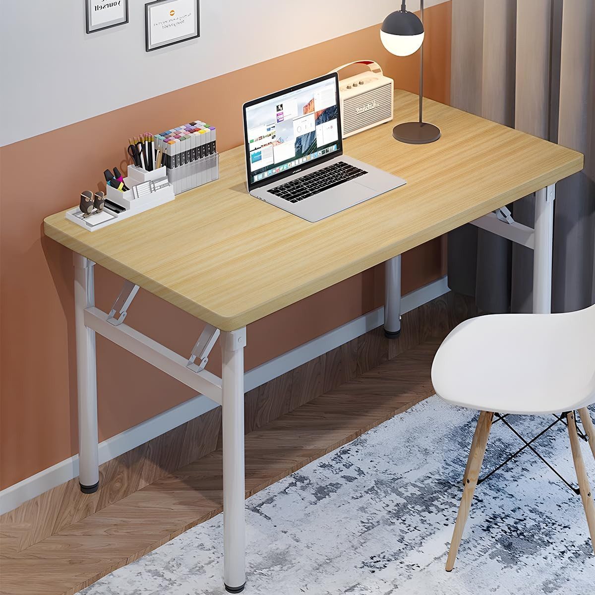 HDHNBA Klapptisch platzsparender Computertisch für Home-Office & Wohnzimmer (1-St), Einfach aufstellbarer Schreibtisch mit stabiler Metallkonstruktion