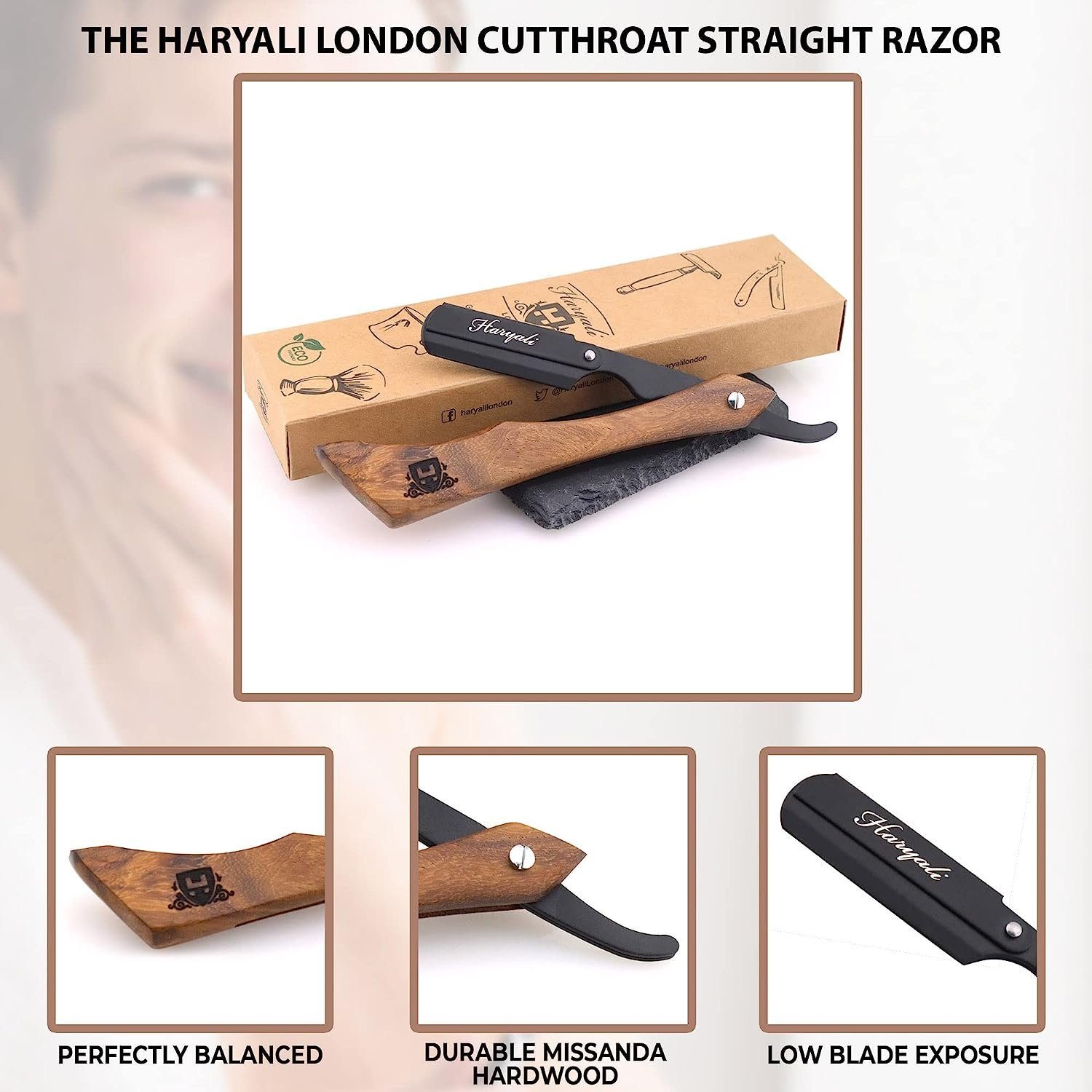 Rasiermesser London Haryali Haryali London Light Holzgriff - Wood Rasiermesser Nachhaltige mit Bartmesser