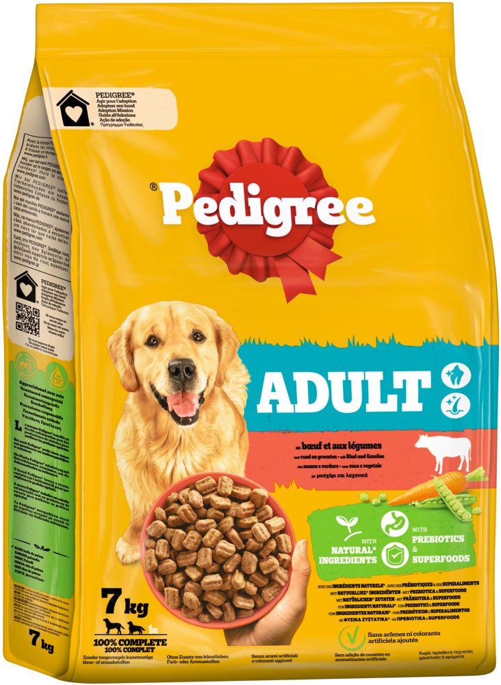Pedigree PEDIGREE® Beutel Adult mit Rind und Gemüse 7kg, Trockenfutter für: Hunde