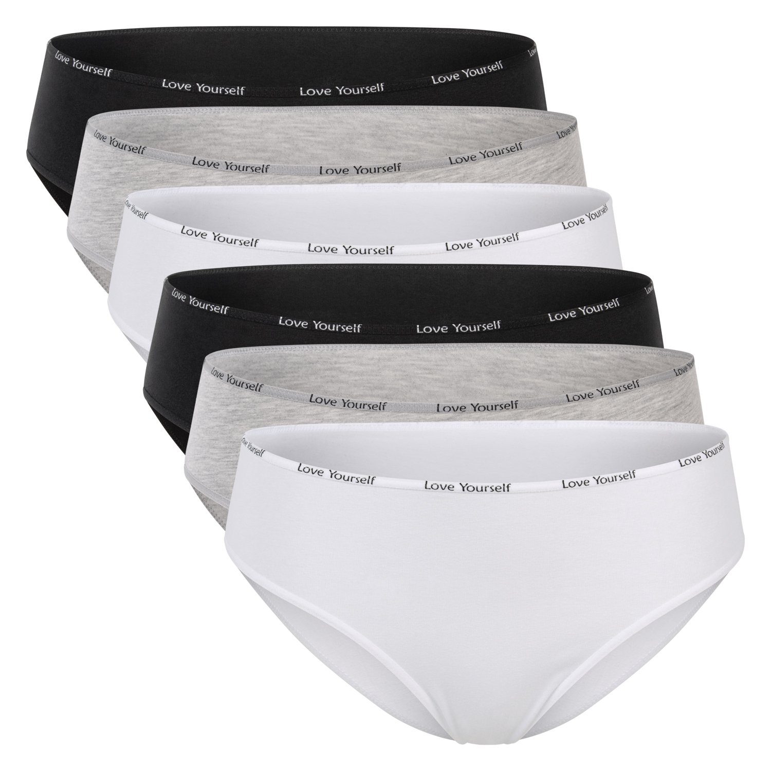 Slip Damen Slip (6er Pack) Bikini-Slip mit Ziergummi